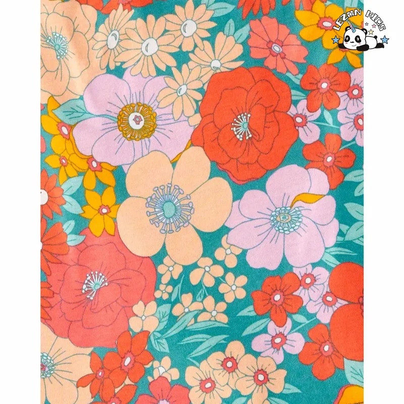 LEZONKIDS - Customizable Direct Custom Lovely Cute Girl Flower Clothes Denim Short Holiday Beach Clothing Sets for Summer